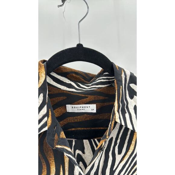 EQUIPMENT Reese Clean Zebra Print Silk Shirt Blouse bold statement versatile - Picture 3 of 8